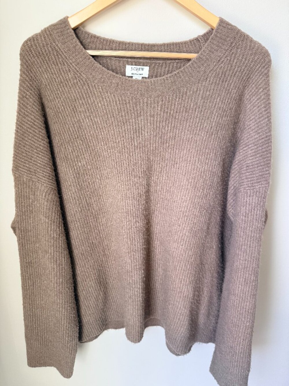 J.Crew Factory Ribbed Boyfriend Crewneck Sweater Gray XL Wool Blend